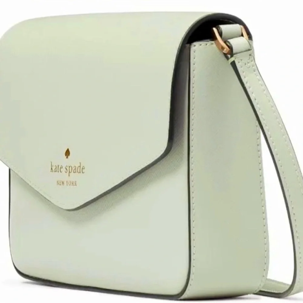 Kate Spade Sadie Envelope Saffiano Leather Light Olive Crossbody purse NWT - Picture 16 of 16